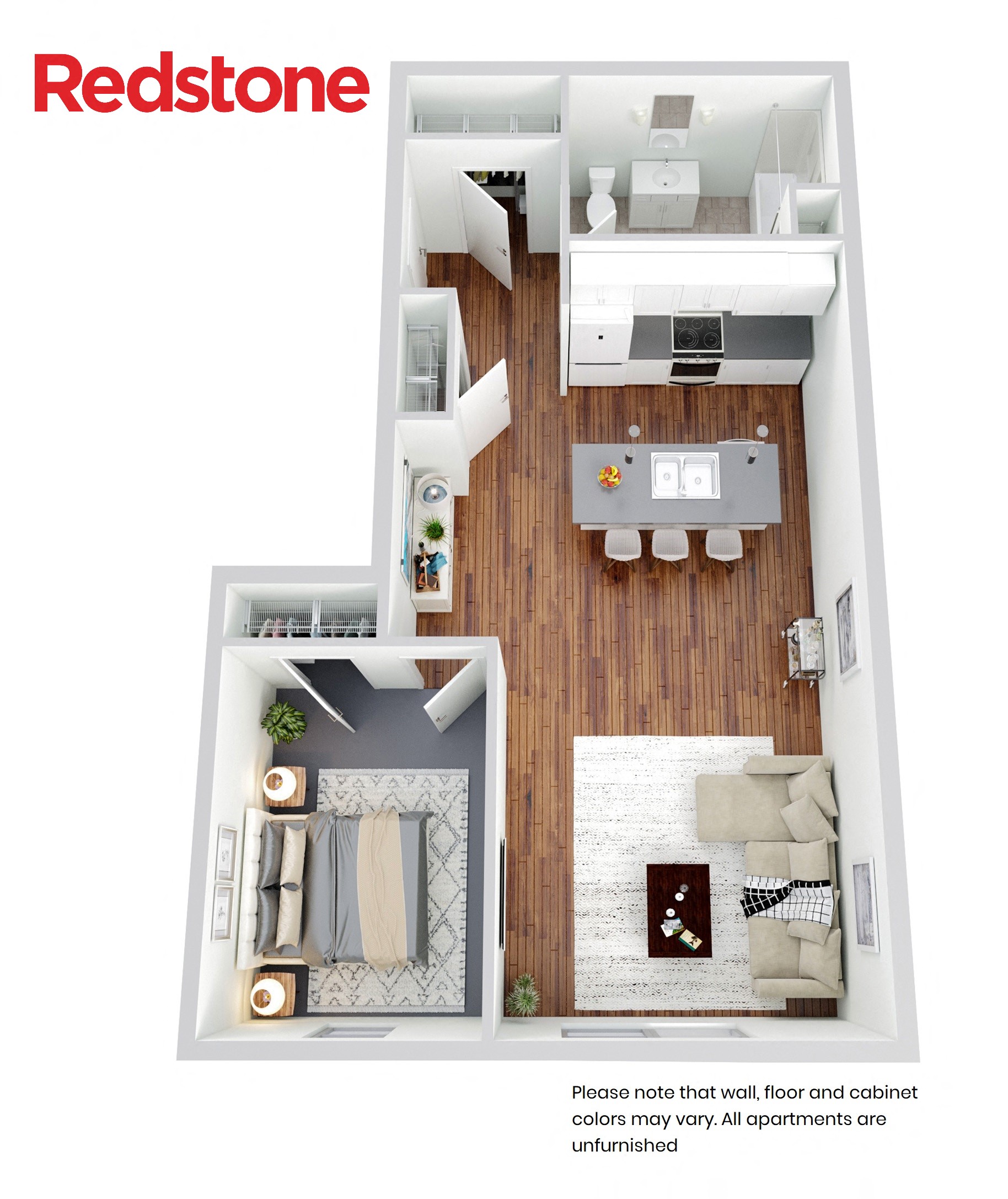 Floor plan for 1 bed, 1 bath